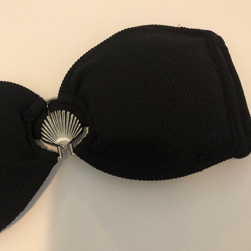 Black Bikini Top with Shell Detail - Picture 7 of 8